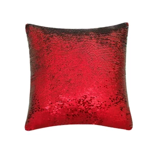 Amazon Hot Sale High Quality Sublimation Magic Sequin Pillow Case Square Shape Red Color Throw Pillow Sequin