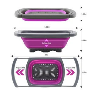 Amazon hot sale silicone collapsible Colander with foldable handles