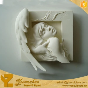 antique white stone wall relief statue for sale