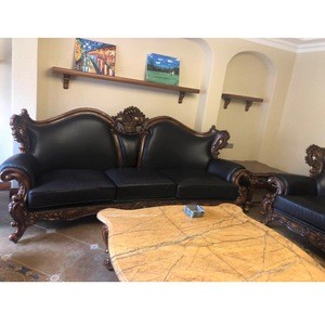 Arabian living room sofa of leather sofa set living room furniture carved antique sofa set GF46