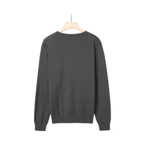 Autumn Winter Eco-Cotton V-Neck Long Sleeve Knitted 100% Cotton Pullover Sweater For Men