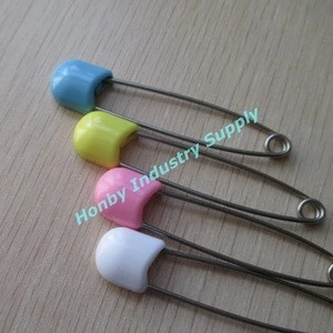 Baby Care Supplies 55mm Colorful Plastic Head Stainless Steel Safe Lock Baby Diaper Pin