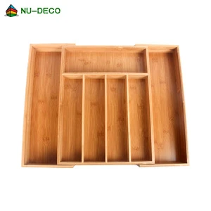 Bamboo Expandable Adjustable Utensil Cutlery Tray Drawer Organizer Divider Multifunctional Utensil Holder and Organizer
