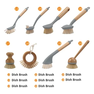 Bamboo & Plastic Series Cleaning Brush bamboo dish brush set bamboo wooden pot kitchen dish washing brush