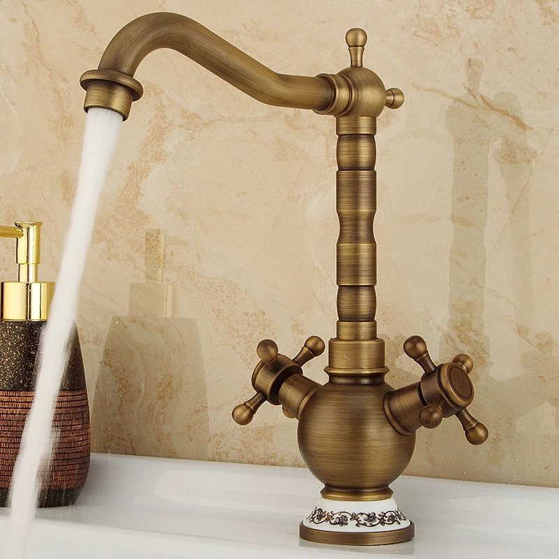 Bathroom brass hot and cold water mixer tap kitchen faucet