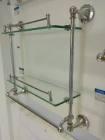 Bathroom Hardware Set/bathroom copper dual tier glass tray.