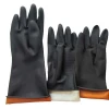 black industrial Heavy Duty chemical resistant safety working hand Glove Acid Alkali and Oil 14inch black rubber  latex glove