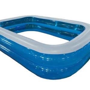 Blue and white double-ring inflatable pool family play equipment