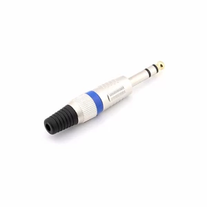 Blue color GLD3093 6.35mm 1/4 stereo jack male plugs metal w/spring audio video cable car cable