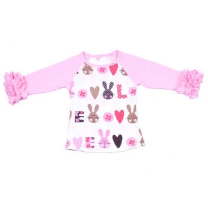 Boutique Girls Clothing Set Valentine&#039;s Kids Love Heart Printed Ruffle Shirt+Pant 2Pcs Girls Set Outfit