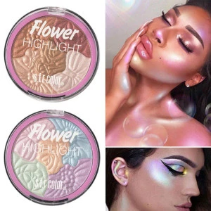 Brand 5 Color Flower 3D Baked Highlighter Palette Highlighting Makeup Shimmer Rainbow Highlight