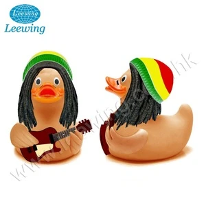 Brand New Cool Rock and Roll Guitarist Yellow Rubber Duck Music Band Decoration Bath Toys Animal