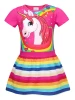 Bulk Stock Summer New Unicorn Print Rainbow Stripes Short Sleeve Kids Baby Dress Girls