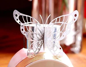 Butterfly Napkin Rings Pearl Paper Towel Buckle DIY Hollow Serviette Holder