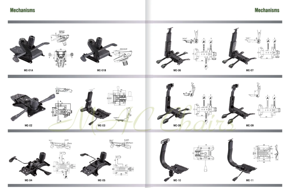 Butterfly Recliner Swivel Mechanism Locking And Tilting For Simple Office Chair