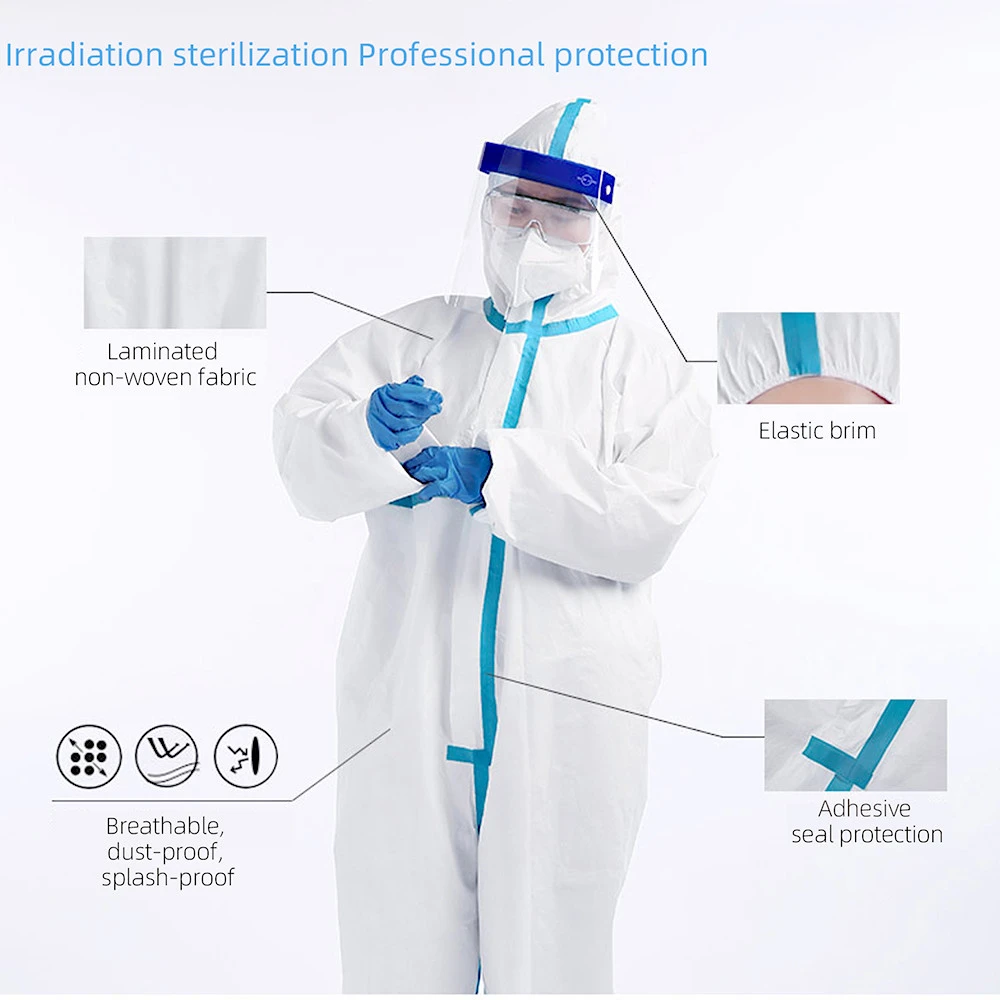 CE FDA Sterile Disposable Coverall Safety Clothes Protective Clothing Suit With Shoe Cover For Isolate The Virus