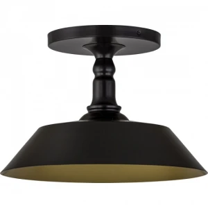 Ceiling Fixture Lamp Deep Forest Brown with Antique Brushed Brass Interior and direct wired