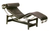 Chaise Lounge with metal base and cowhide uoholstery recliner chair