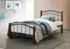 Cheap Metal Bed Frame with Wood post , Single, Double, Queen