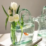 Cheap Price Handmade Glass Bag Vase Unique Wide Mouth Bubble Handbag Flower Vases For Home Decorative