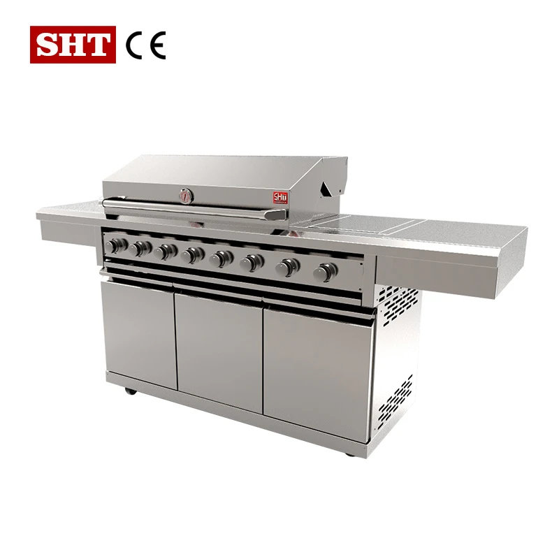 Cheap Price Vertical Stainless Steel Barbeque Gas Grill Machine With 8 Burners And Infrared Grill