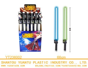 Classical Plastic Lightsaber Sword With star LED light &amp; Sound Function Green and Blue colors assorted 4pcs/Display