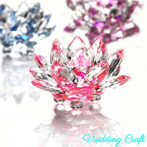 Colored Candleholder Crystal Lotus Crafts For Wedding Decoration