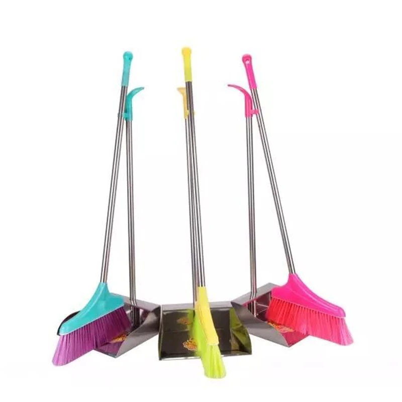 combination broom stainless steel thick  cleaning set broom &amp; dustpan