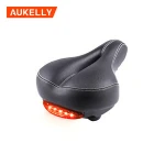 Comfortable Men Women Bike Seat Memory Foam Padded Leather Wide Bicycle Saddle Cushion Taillight Soft Waterproof Fit Most Bikes