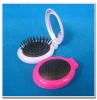 Compact foldable hair brush with mirror