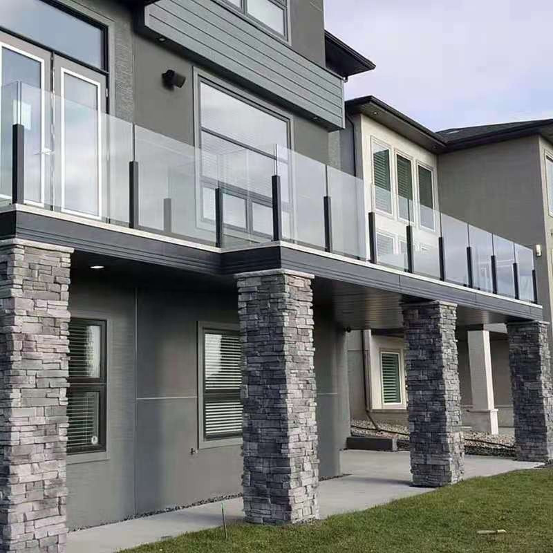 Buy Compound Wall Black Aluminum 26in Balusters Glass Railing Terrace