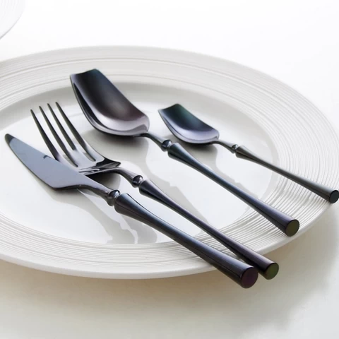 Creative slimming titanium mirror light 304 stainless steel tableware western steak knife and fork