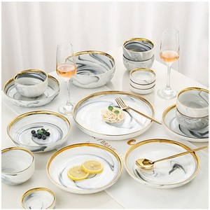 Crockery Christmas Plate China Fine Rustic Tableware Ceramic Dishes Porcelain Dinnerware Sets Luxury