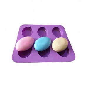 Custom classic oval shape 6 cavities silicone soap mould making candle cake tools rubber soap molds