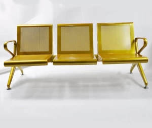 Custom Gold 3 Seat Triangle Hospital Waiting Bench Chair Airport Chair