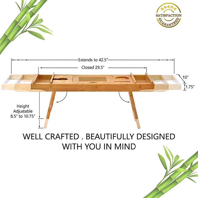 Custom Logo Innovative Design Laptop Bed Desk 2 In 1 Transforms 100% Extra Large Bamboo Bathtub Caddy To Bed Tray