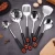 Custom Logo Wooden handle 6 pcs Chinese Cooking Accessories Tools Wooden Handle Utensils Stainless Steel Kitchen Tool Set