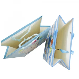 Custom Matt Lamination 3D Finishing Wrapping Gift Paper Bag with Ribbon Handle