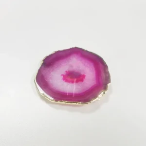 Custom Premium Home Bar Decoration Nature Agate Stone Brass Cup Coaster Easy To Clean Cup Coaster