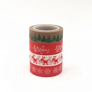 Custom snow deer Christmas tree decorative washi tape DIY scrapbooking masking tape school office supply
