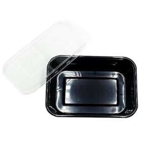 Customized 500ml disposable PET takeaway packaging plastic meal prep containers with lids