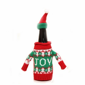 Customized High-end crochet sweater bottles cover for holiday decoration