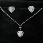 Customized Jewelry Rhodium Plated Cubic Zirconia Romantic Love Heart Earrings Necklace 925 Sterling Silver Fine Jewelry Sets
