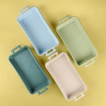 Customized Matte Colors Rectangle Ceramic Bakeware Porcelain Bread Tart Loaf Baking Pans with Handles