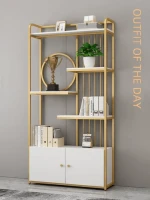 Customized Wholesale High-Quality Exquisite Home Office Study Stainless Steel Bookshelf Gold Storage Rack