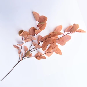 decorative flower floral plant rust red leaves single stem faux eucalyptus for autumn season christmas decor