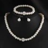Diamond Studded Imitation Pearl Necklace Bracelet Set,Pearl Beads Beaded Necklace Jewelry Set,Fashion Pearl Jewelry Set