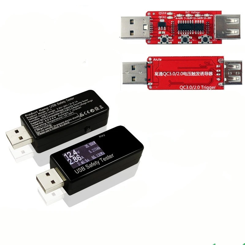 Digital Display DC USB Tester+QC2.0/3.0 Trigger Current Voltage Charger Capacity Doctor power bank Battery meter Detector