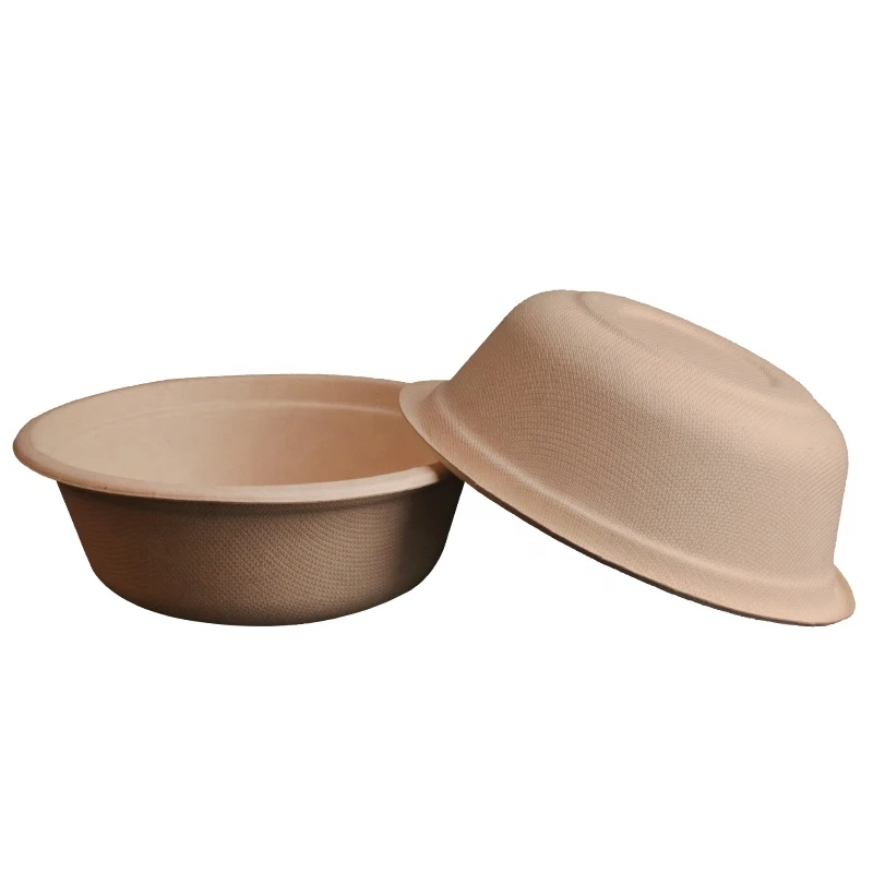 Disposable 1000ml Biodegradable Round Bowl With Lid Sugar Cane Bagasse