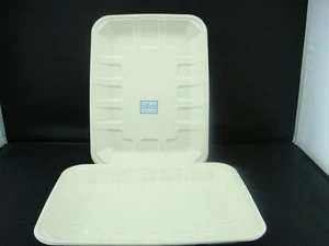 Disposable Biodegradable Bagasse Pulp Meat Packaging Tray